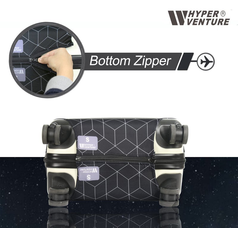 HYPER VENTURE Washable Luggage Cover - Fashion Suitcase Protector Fits 23-26 Inch Luggage (Black Maze, M) - Image 3